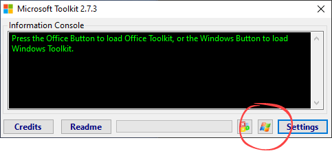 Кнопка активации Windows в Microsoft Toolkit