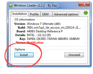 Работа с Windows 7 Loader Daz