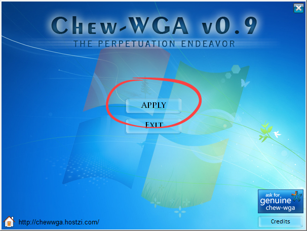 Запуск активации Windows 7 в Chew WGA