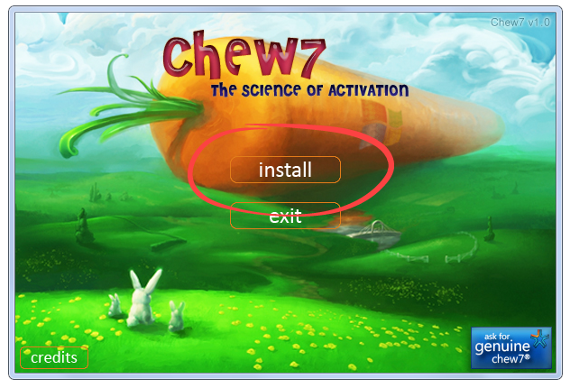 Запуск активации Windows 7 в Chew7